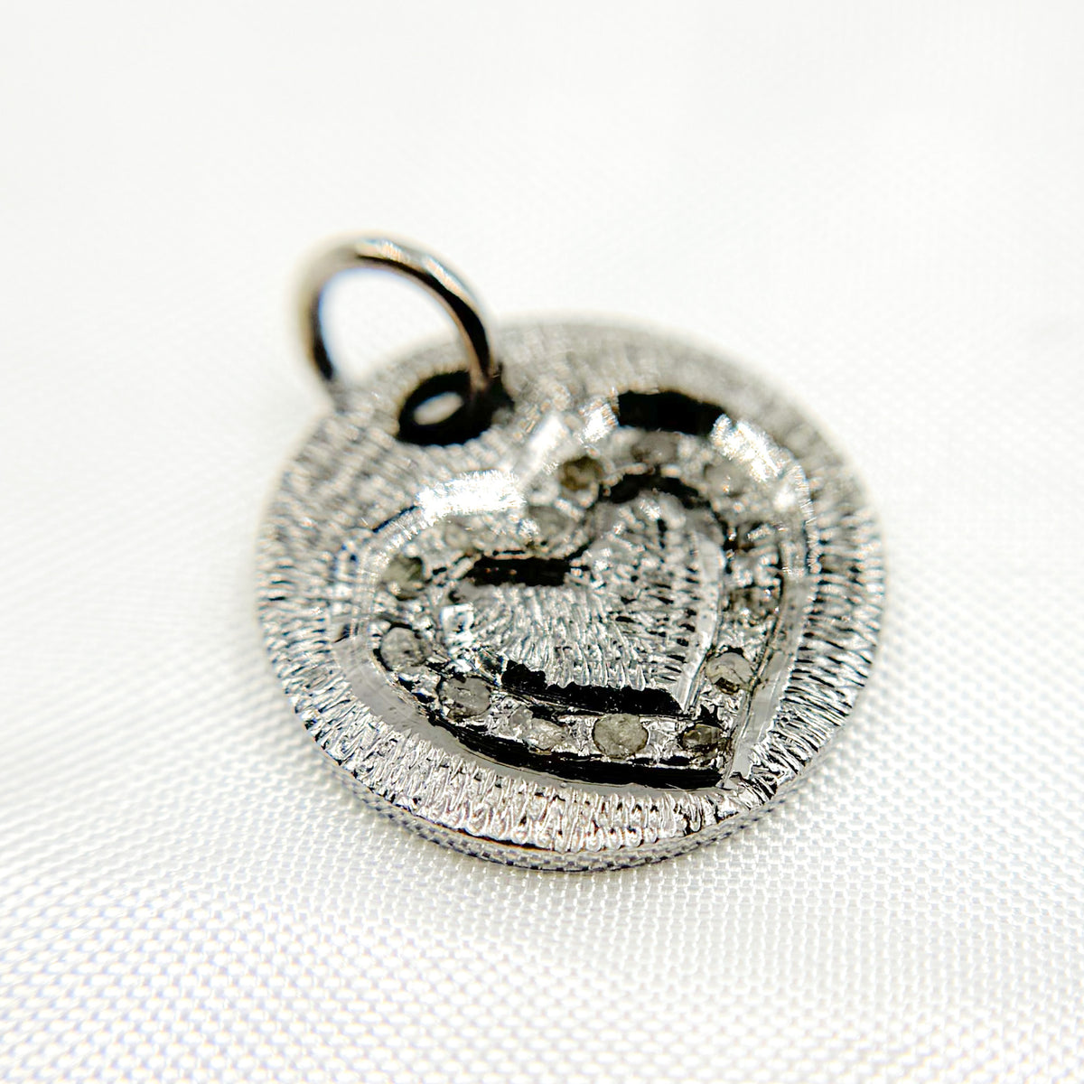 Silver Round Heart Charm