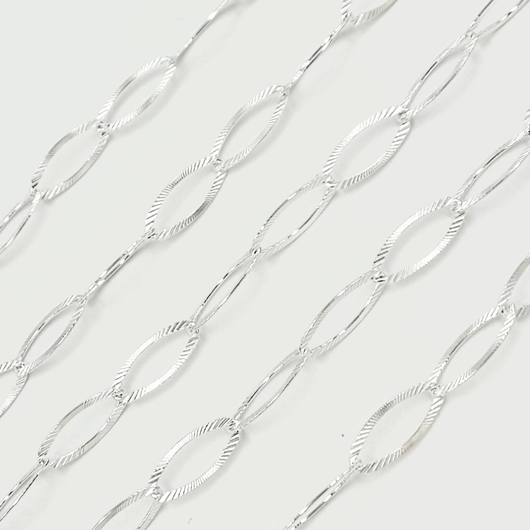 Y56FDSS. Sterling Silver Textured Oval Link Chain