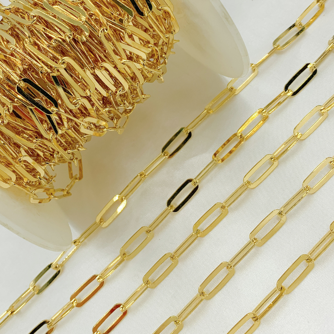 Gold Plated 925 Sterling Silver Flat Paperclip Chain