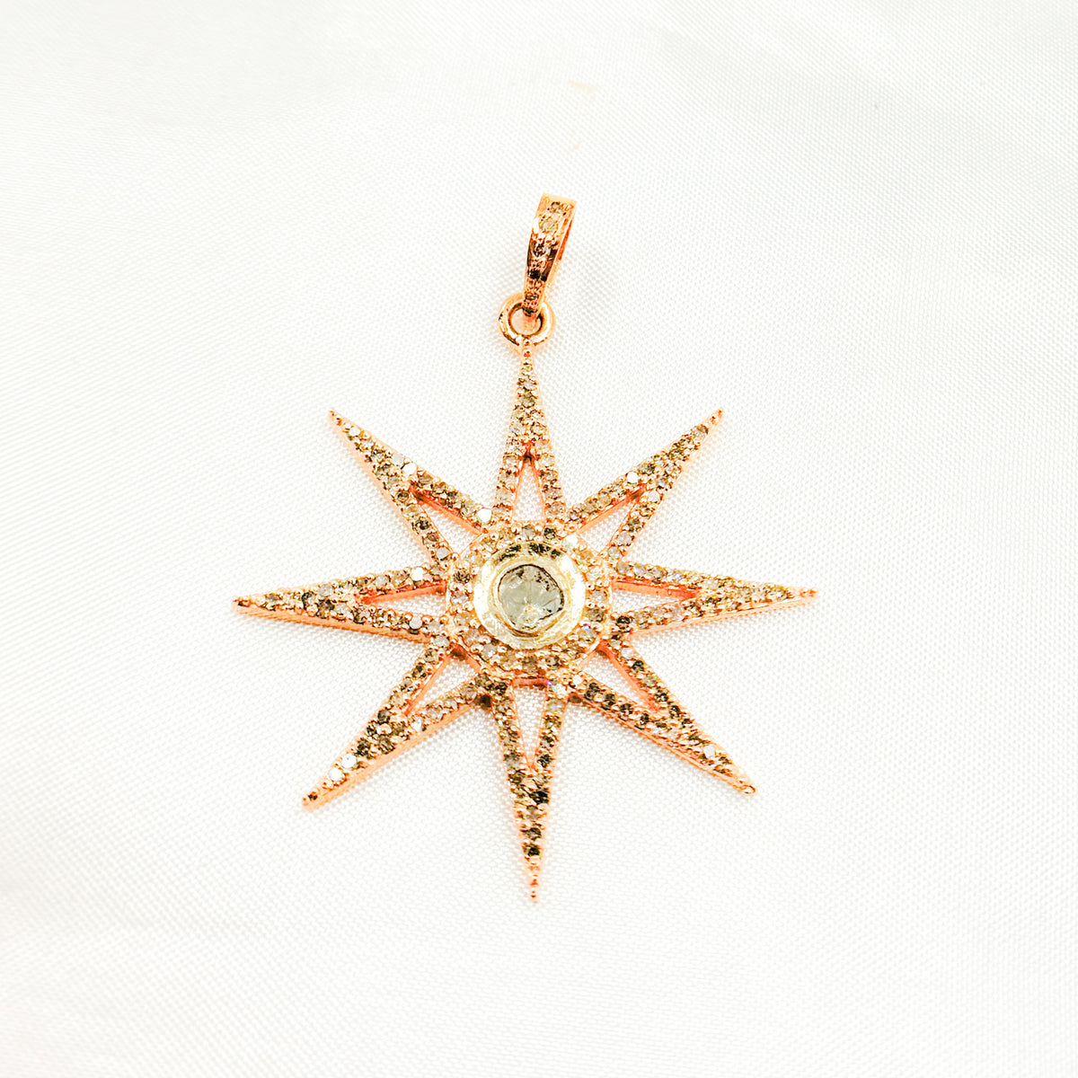 DP401. Diamond Silver Star Pendant with Polki Diamond