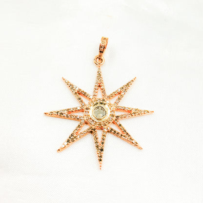 DP401. Diamond Silver Star Pendant with Polki Diamond