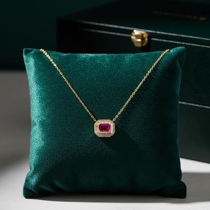 NT405922. 14K Solid Gold Octagon Gemstone Fancy Tiny Necklace