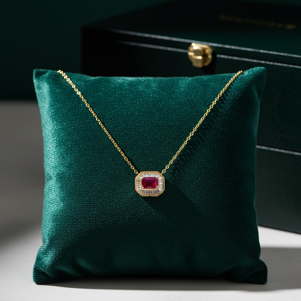 NT405922. 14K Solid Gold Octagon Gemstone Fancy Tiny Necklace