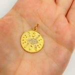 Load image into Gallery viewer, 14K Solid Gold Charm Circle Pendant with Diamonds. GDP219
