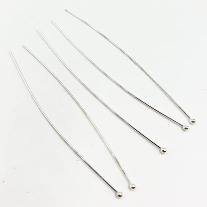 White Sterling Silver Ball 2 Inch Headpin