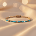 Load image into Gallery viewer, BTI65402TQ. 14K Solid Gold Diamond and Turquoise Bracelet