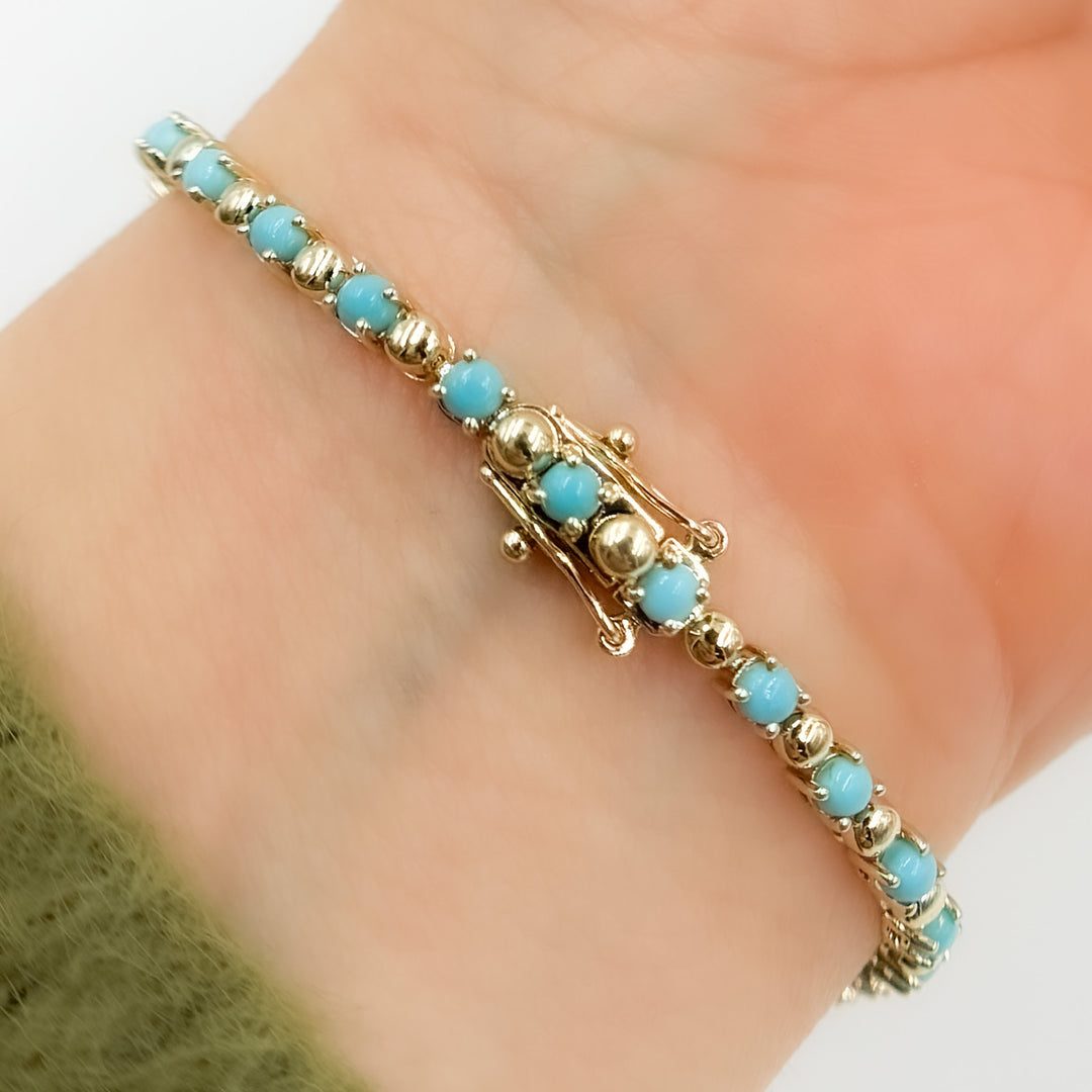 BFZ61262TQ. 14K Solid Gold Turquoise Bracelet