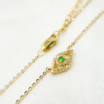 Load image into Gallery viewer, 14K Solid Gold Diamond and Emerald Eye Necklace. NFC71609EM
