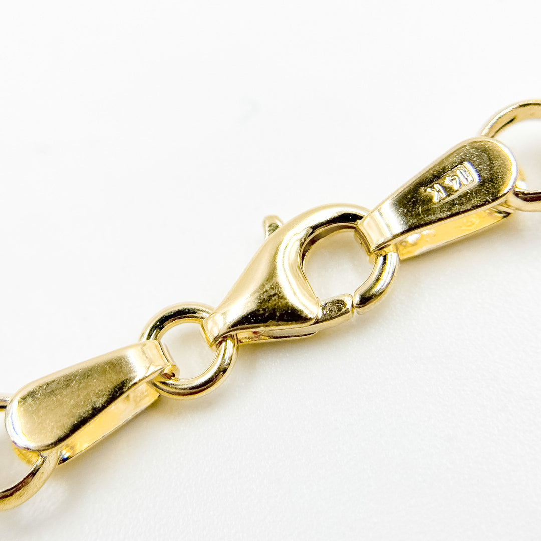 140HVR0194001. 14K Yellow Gold Round Rolo Chain – Lightweight Hollow Link Necklace