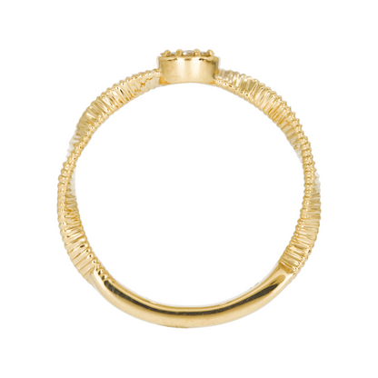 MRN00842. 14K Solid Gold Cut Diamond Wave Ring
