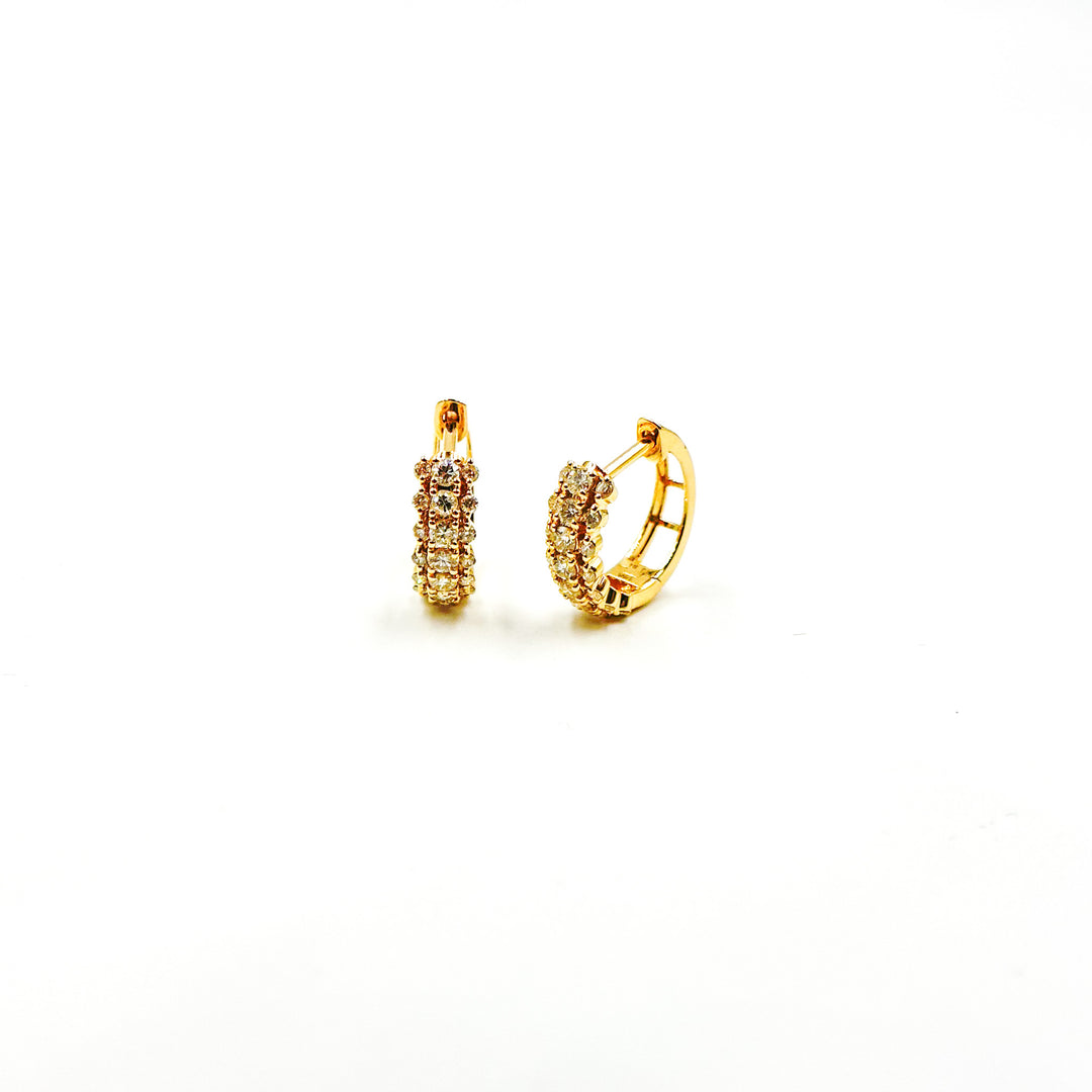 EHJ57409. 14K Solid Yellow Gold Diamond Hoop Earrings