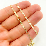 14k Solid Yellow Gold Diamond Cut Marina Link Necklace