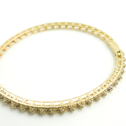 KG100. 14K Solid Gold Bangle with Diamonds