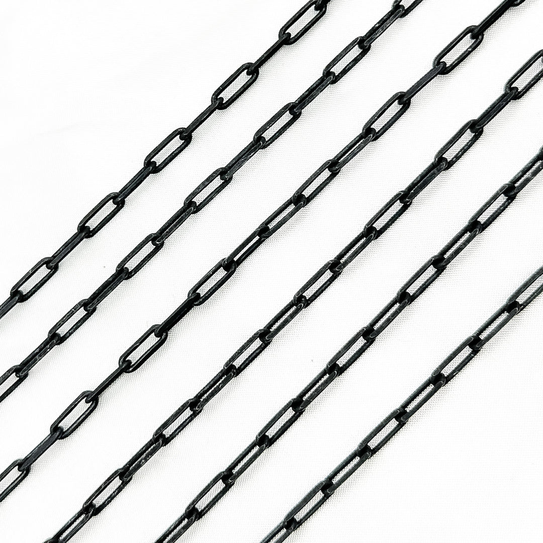 X26BRM. Sterling Silver Black Rhodium Matte Paperclip Chain