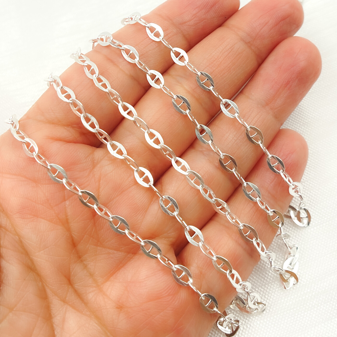 925 Sterling Silver Flat Marina Link Chain. Z51SS