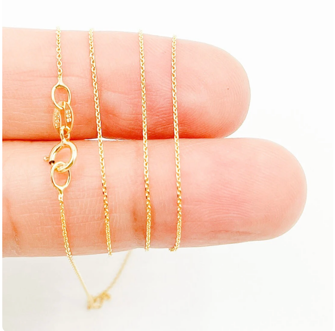 020R01T5. 14K Solid Gold Cable Chain