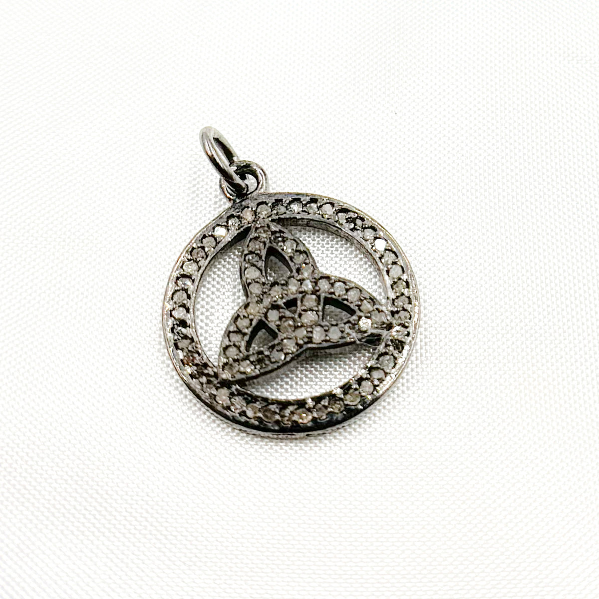 Diamond Sterling Silver Round Celtic Trinity Knot Pendant with Gemstone