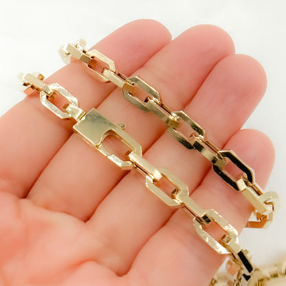 14K Gold Diamond Cut Cable Link Chain