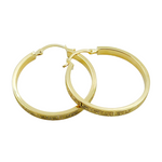 Load image into Gallery viewer, 14K Gold Flat Round Hoop Earrings with Texture. GER57
