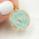 Load image into Gallery viewer, DP609A. Diamond Sterling Silver Round Cancer Zodiac Enamel Pendant
