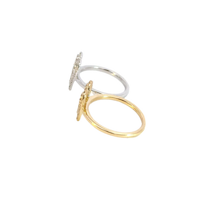 14k Solid Gold Diamond Statement Heart Ring.