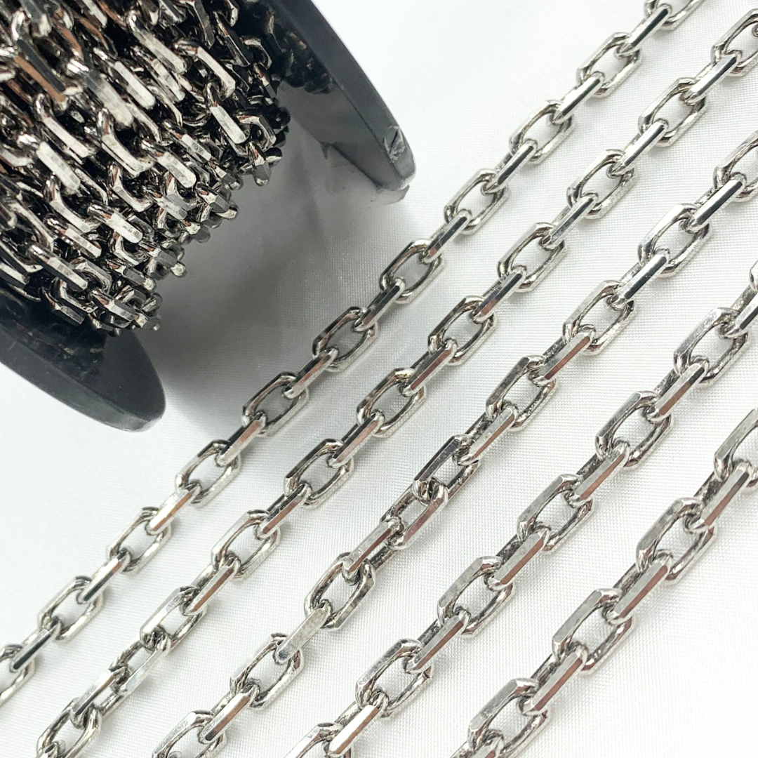 Oxidized 925 Sterling Silver  Diamond Cut Oval Link Chain. Z102OX