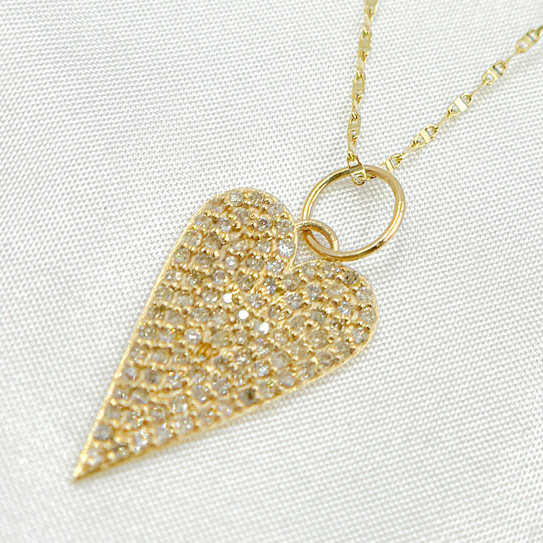 14k Solid Gold Diamond Heart Charm. GDP613