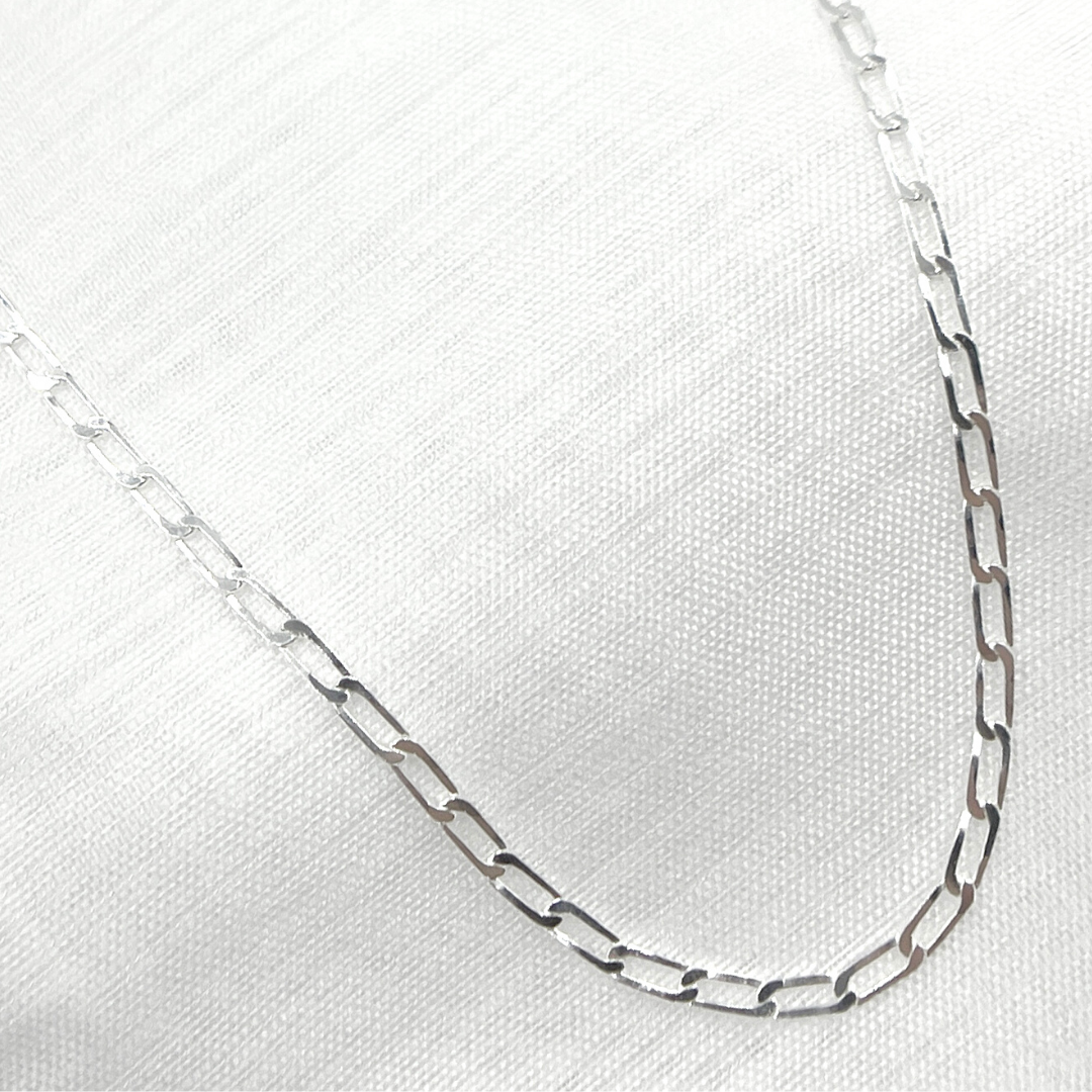 925 Sterling Silver Flat Paperclip Necklace. Z59Necklace