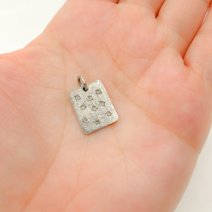 DC018. Diamond & Sterling Silver Rectangle Charm