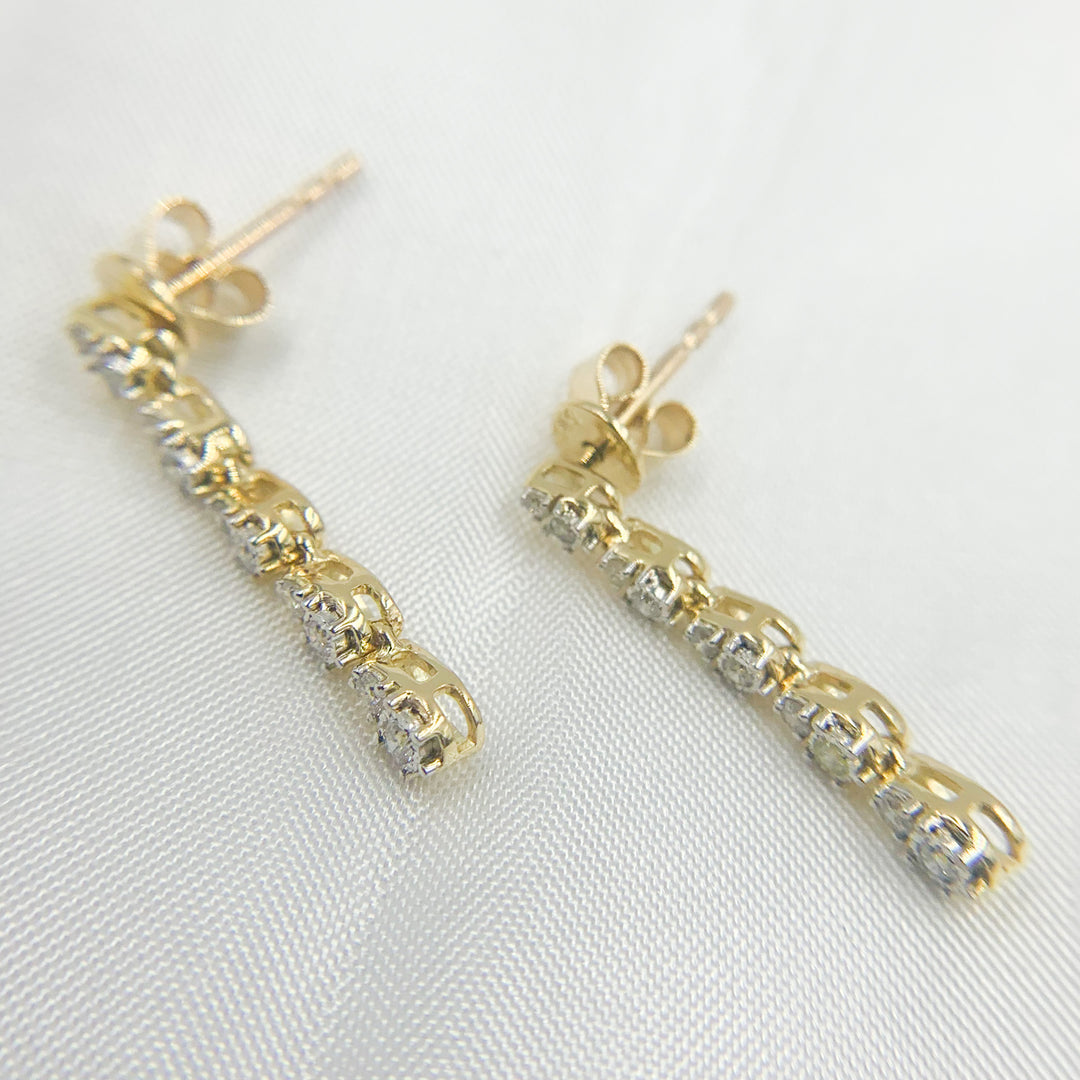 14K Solid Gold and Diamonds Dangle Earrings. ER417507