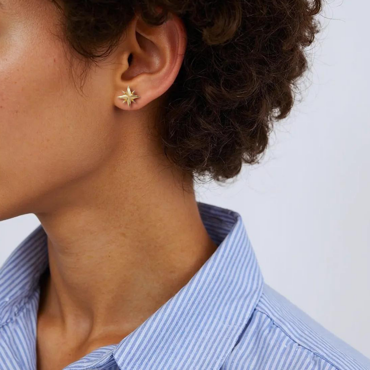 14K Solid Gold Star Stud Earrings
