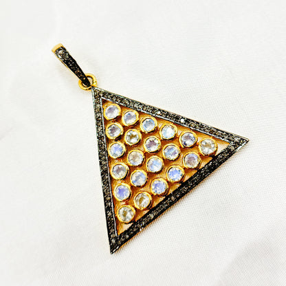 DSP015. Diamond Silver Gemstone Triangle Pendant