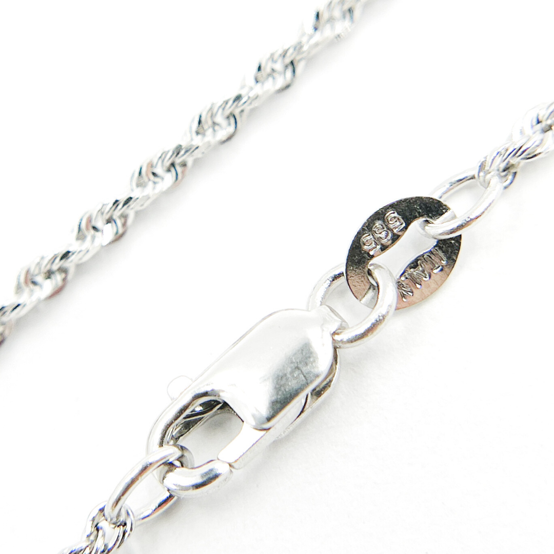 030CRDP0L8LWG. 14K Solid White Gold Rope Chain