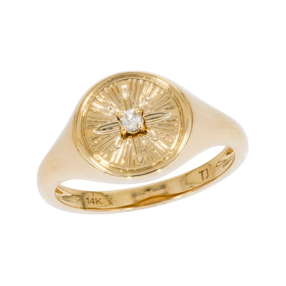14K Solid Gold Diamond Ring.