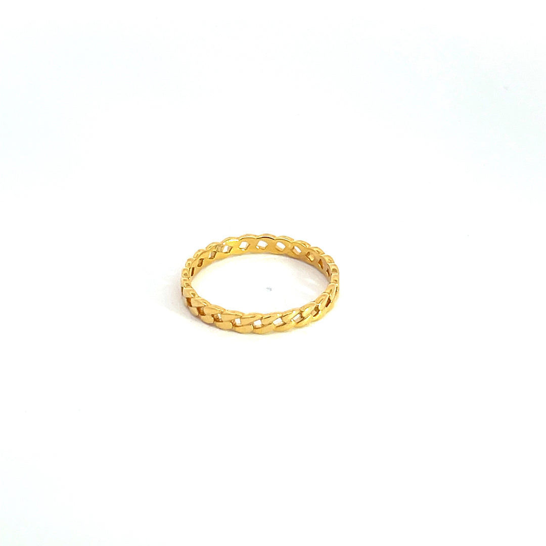 GDR212. 14K Solid Yellow Gold Chain Ring