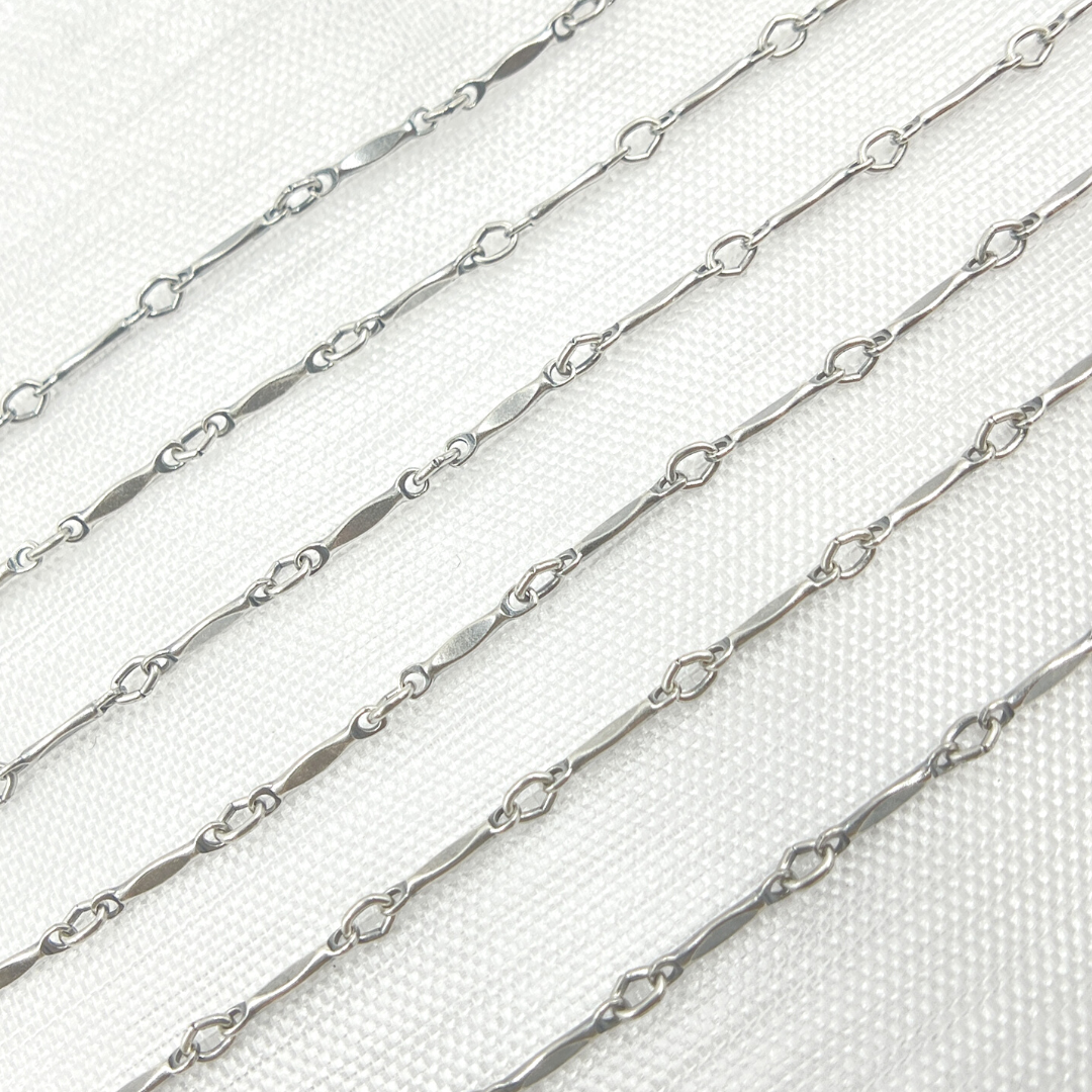 568OX. Oxidized Sterling Silver Dapped Bar Chain