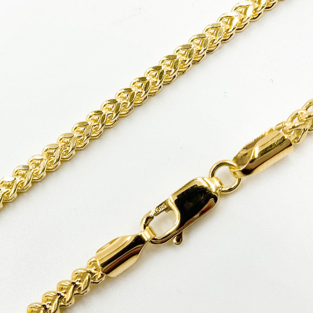 080HVI2004000. 14K Solid Yellow Gold Franco Hollow Chain Necklace