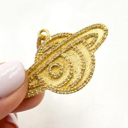 DP425. Diamond Silver Planet Shape Pendant