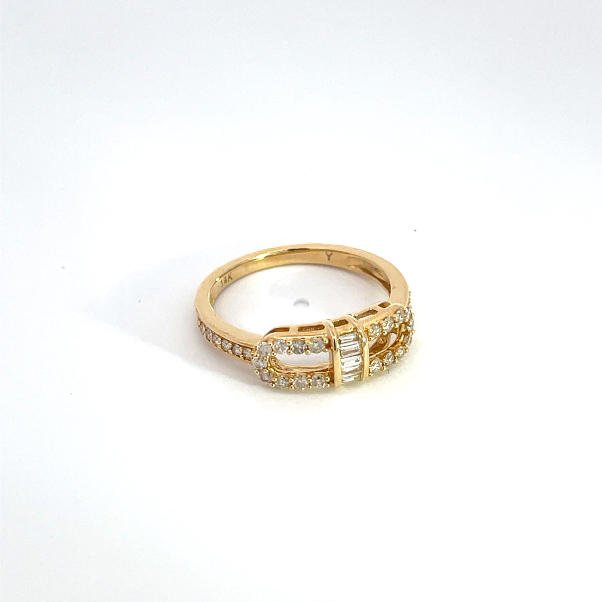 14k Solid Yellow Gold Diamond Band Ring.