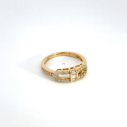 14k Solid Yellow Gold Diamond Band Ring.