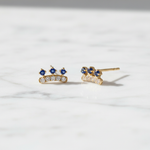 Load image into Gallery viewer, EFB53898. 14K Solid Gold Diamond and Turquoise Fancy Stud Earrings