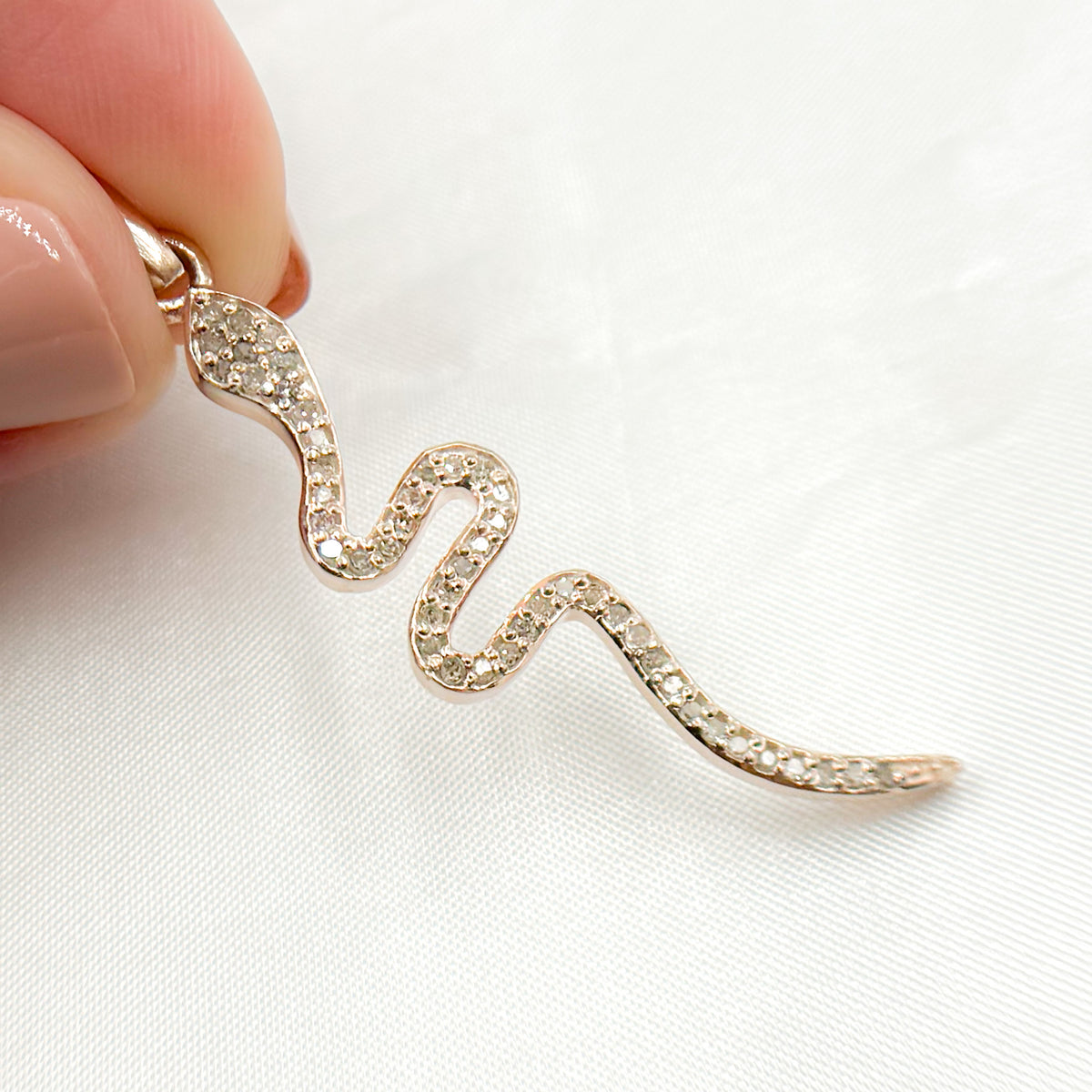 Diamond Sterling Silver Snake Pendant