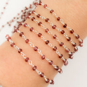 GAR19. Garnet White Sterling Silver Wire Chain