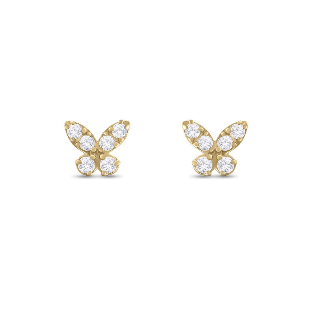 ER421140. 14K Solid Gold Diamond Butterfly Studs