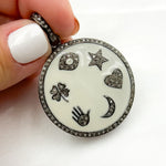 Load image into Gallery viewer, DP417A. Diamond Sterling Silver Round Enamel Pendant
