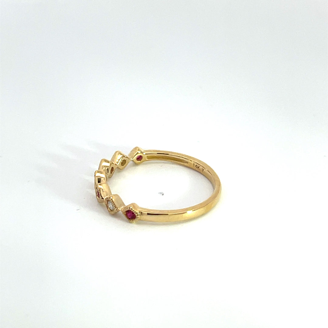 14K Solid Gold Diamond & Ruby Ring. RAC00547RU