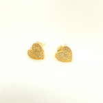 Load image into Gallery viewer, 14K Solid Gold and Diamonds Heart Earrings. EFB51529
