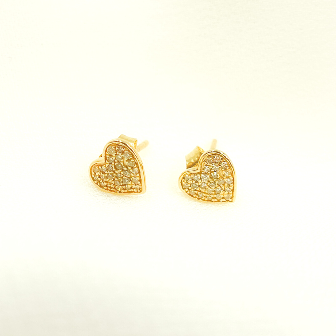 14K Solid Gold and Diamonds Heart Earrings. EFB51529