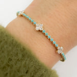 Load image into Gallery viewer, BNH68566TQ. 14K Solid Yellow Gold Diamond and Turquoise Bangle