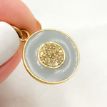 Load image into Gallery viewer, DC508A. Diamond Sterling Silver Round Enamel Pendant
